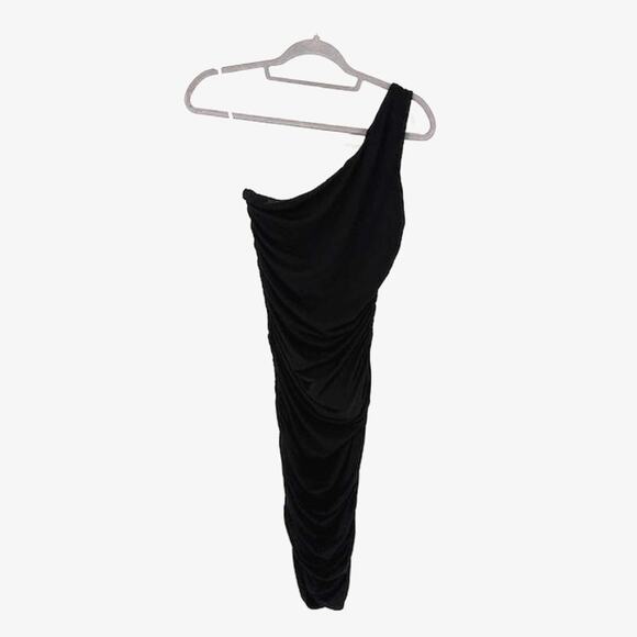 Lulus “Effortless Magnetism” Black Ruched One-Shoulder Maxi Dress – Medium NWOT - Picture 4 of 7